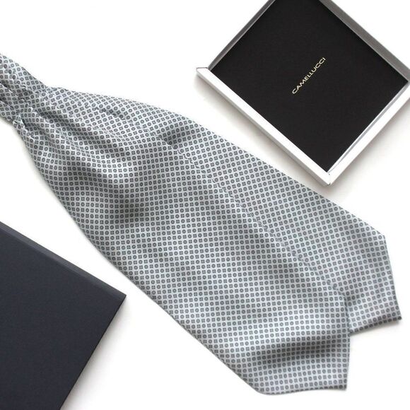 Grey Ornament silk Men's Cravat Ascot A131‎